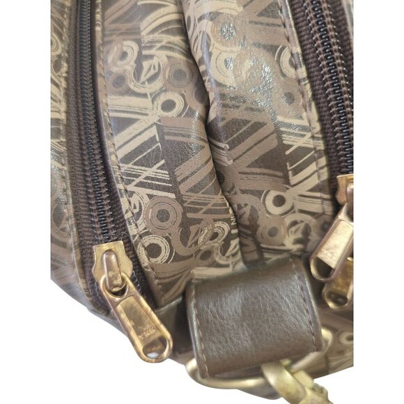 Volcom Stone Logo Y2K Duffel Bag Brown Vinyl Zip Compartments Detach XBody Strap - Picture 6 of 14